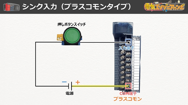 PLC_スイッチ配線_シンク_実態配線図_配線箇所1